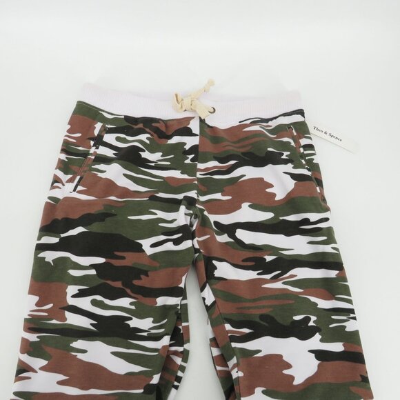 Theo & Spence Camo Lounge Pants Small Elastic Waist Drawstring Ribbed Cuffs NWT - Picture 4 of 5